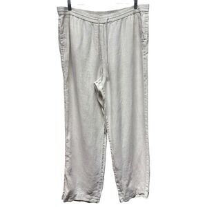 Talbots 100% Linen Pants Womens XL Beige Pull On Lagenlook Coastal‎ Wide Leg